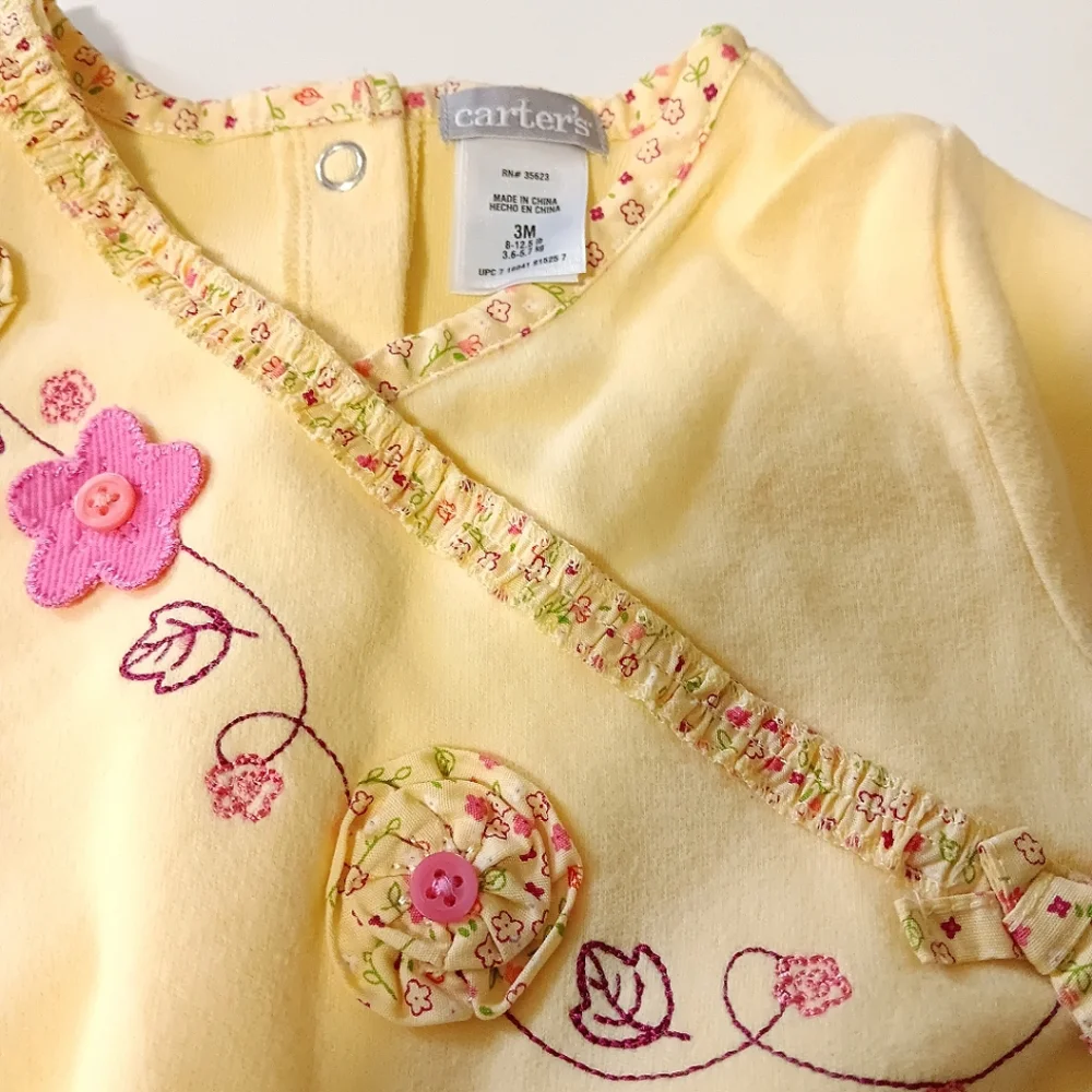 Vintage Carter's Yellow Floral Romper Size 3M